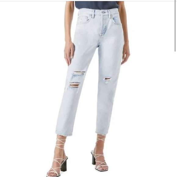 Frame Denim LeOriginal Button Fly Straight Jeans Howard Rips Distressed Size 27 - Picture 9 of 9